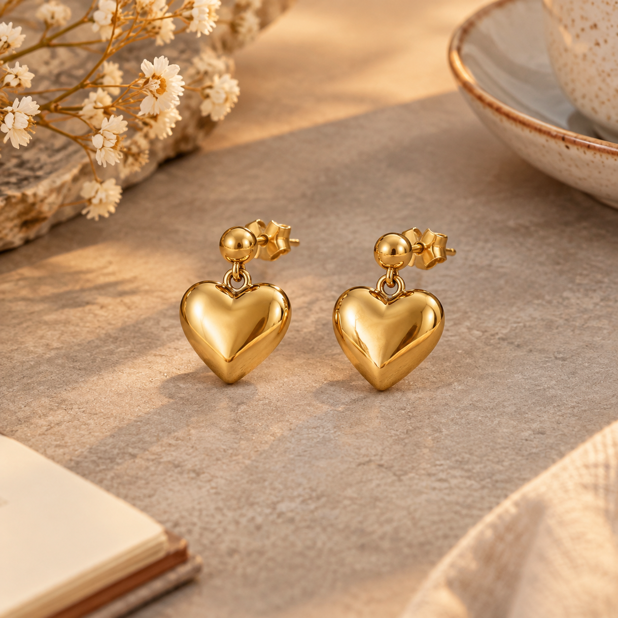 316L stainless steel heart charm sample inspection with close-up finish detail