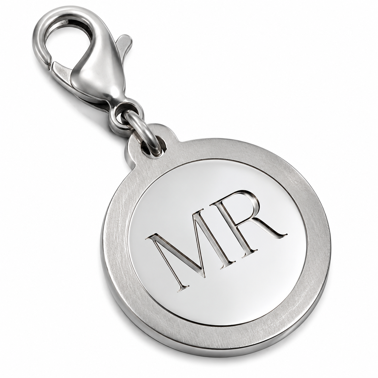 Monogram Orbit Circle Charm 316L Stainless Steel 16 25mm