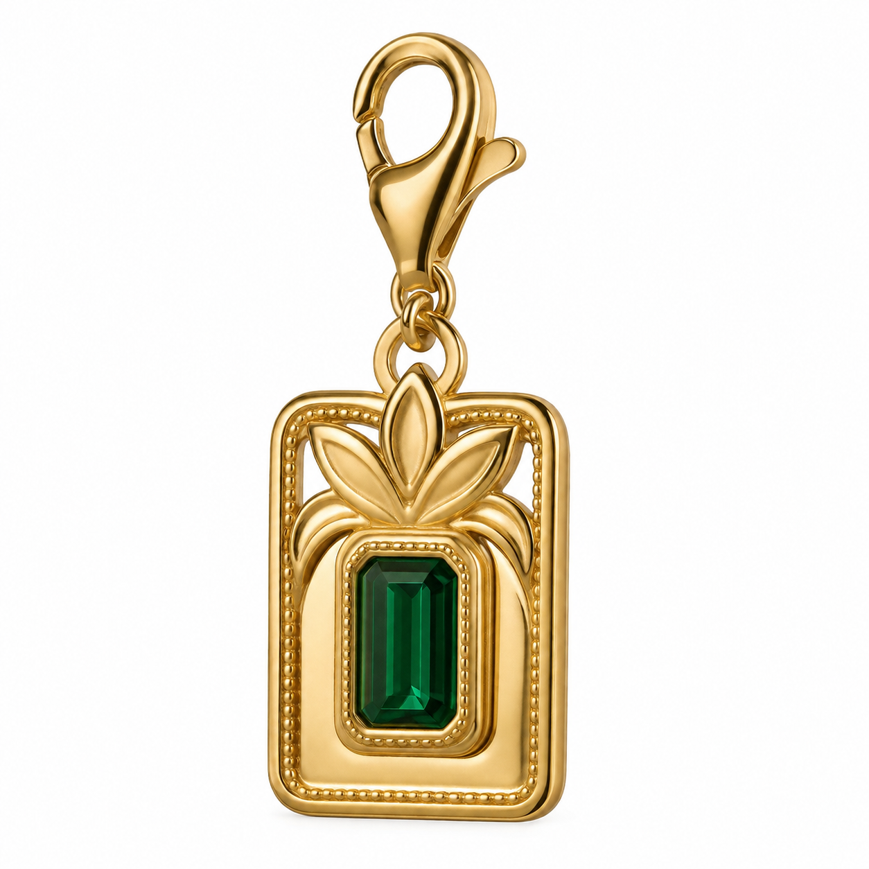 Mint Lily Emerald Cut Charm