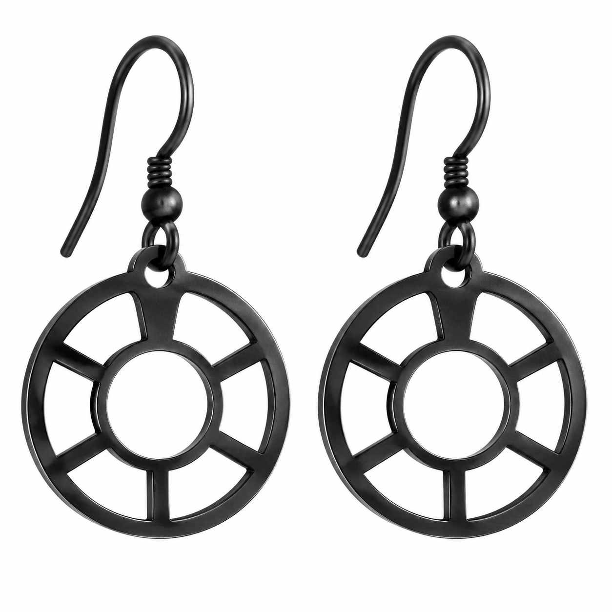 NoirGlyph Irregular Black Steel Earrings