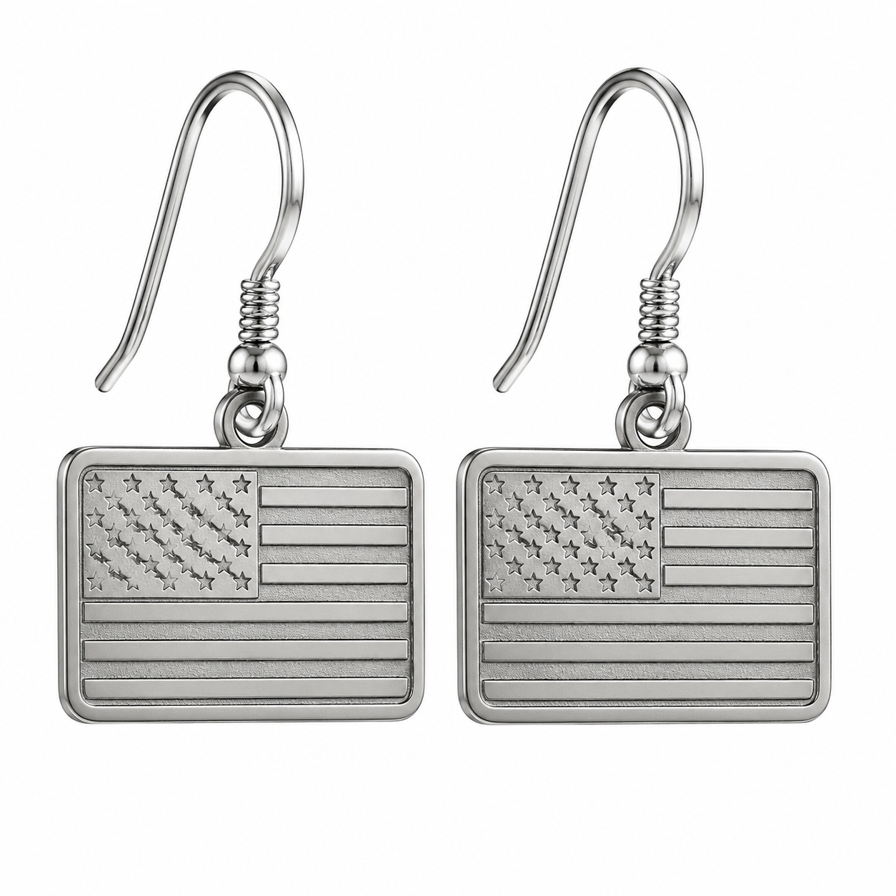 Patriotic Prism Rectangles - 316L Stainless Steel Earrings