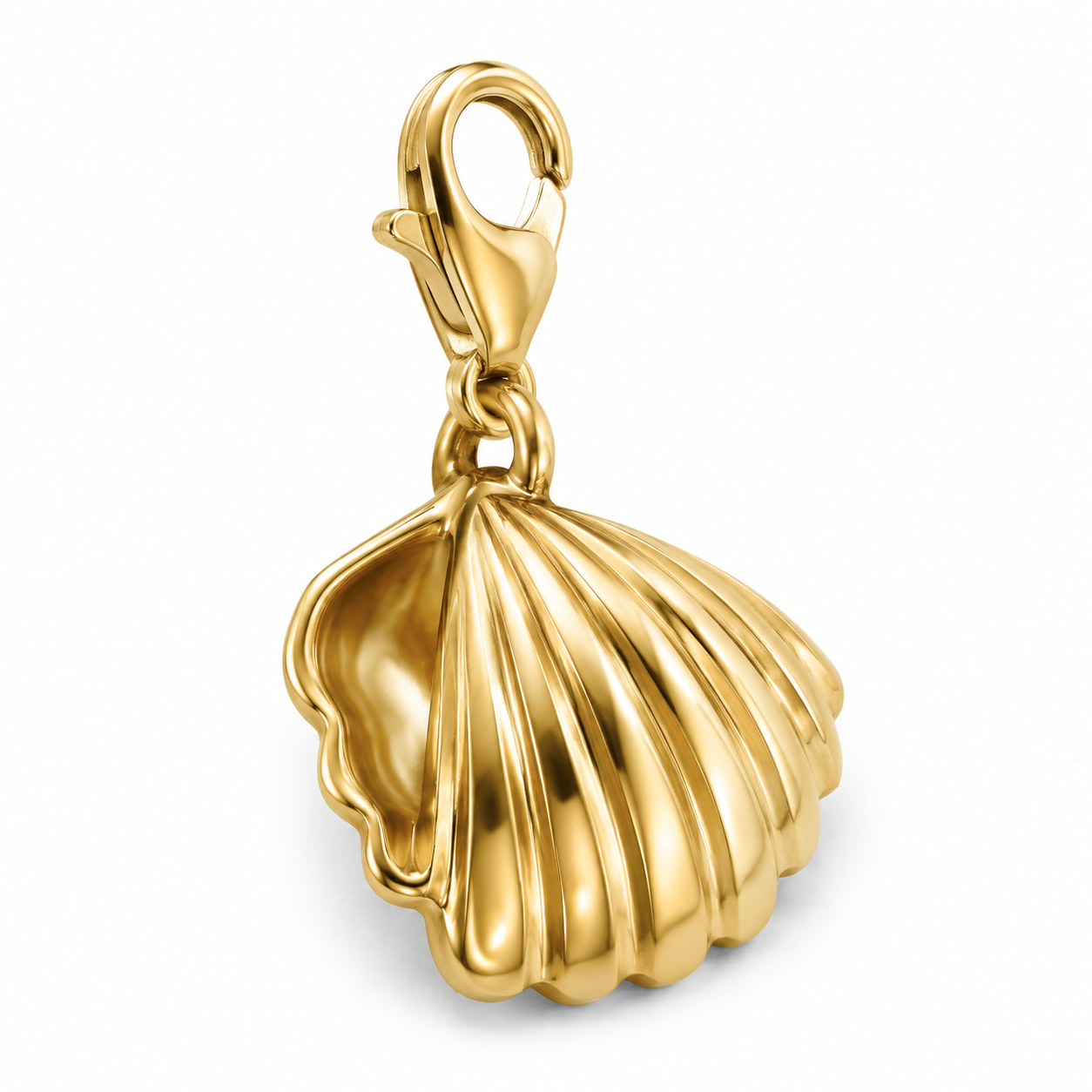 Gilded Crest Seashell Charm Pendant