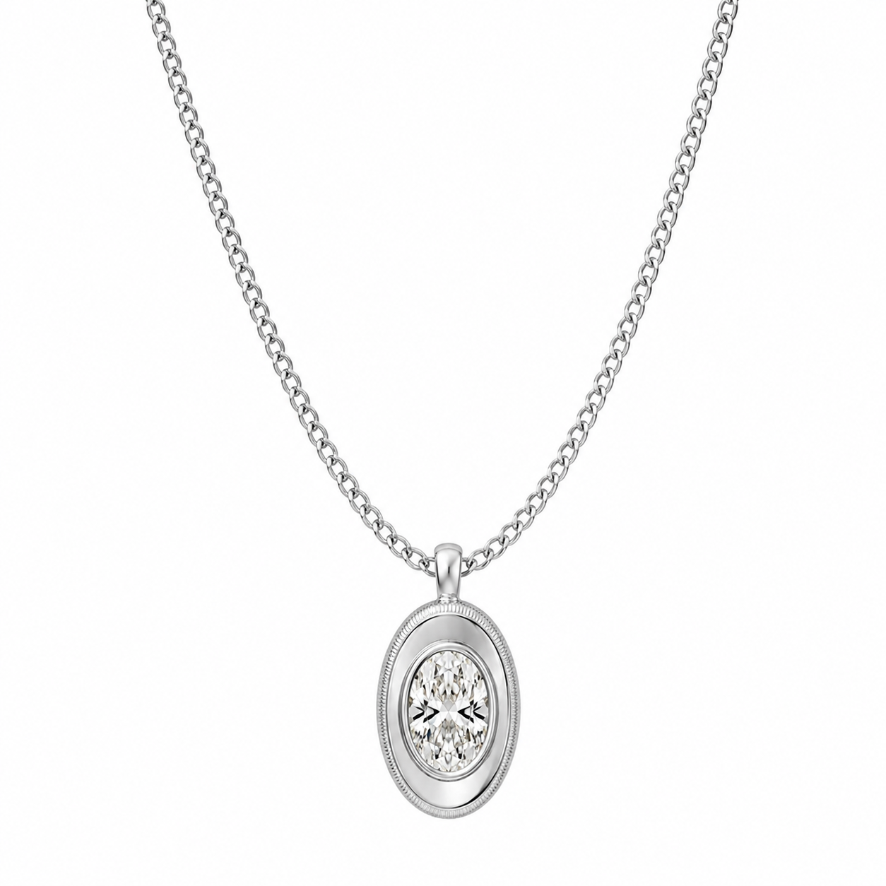 Nocturne Oval Bezel Necklace 1.5ct Lab Grown Diamond 316L Black IP