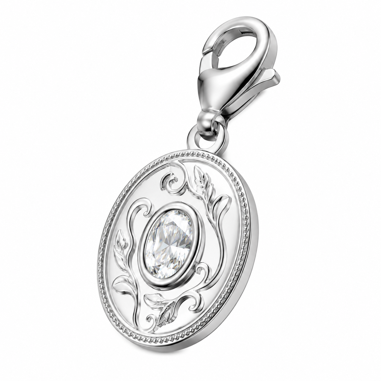 AstraOval Halo Charm 316L Two Tone Oval Bezel Pendant