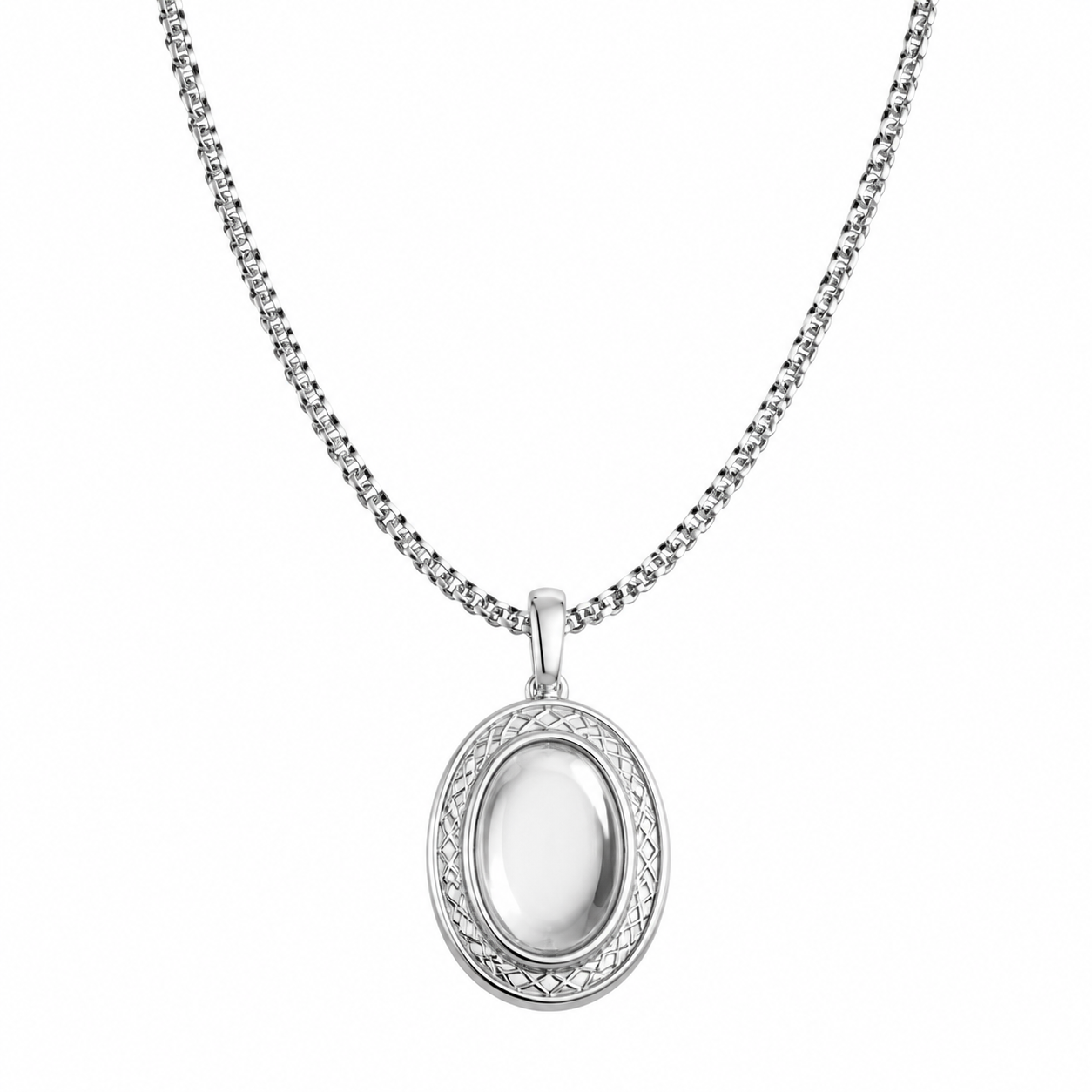 Obsidian Ember Oval Bezel Necklace