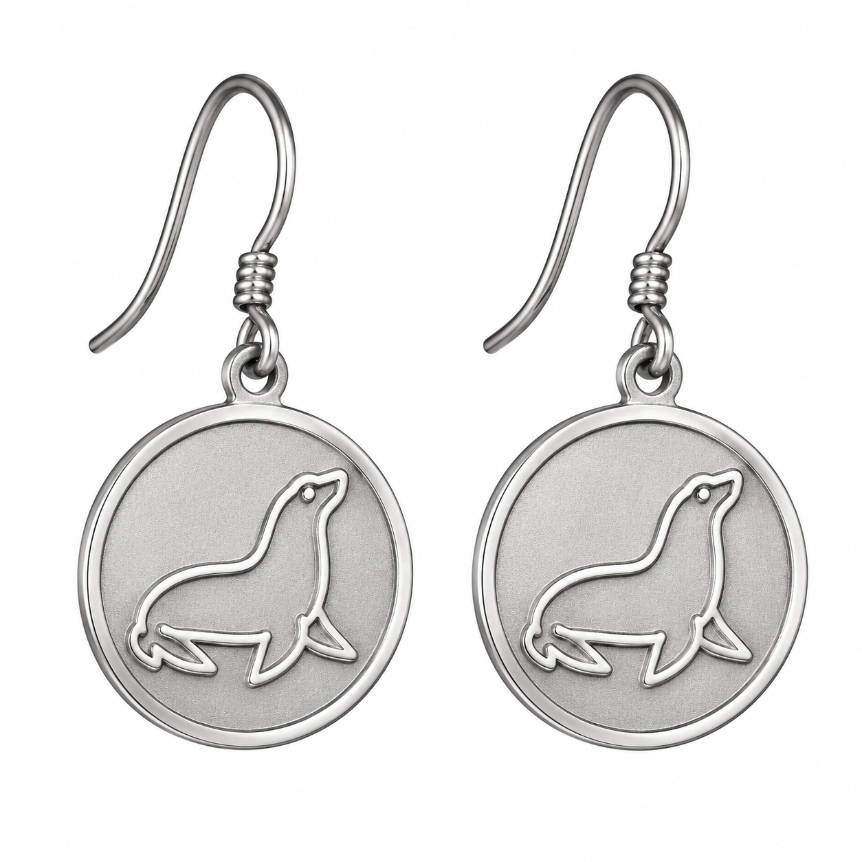 SeaLion Circle Silhouette Earrings