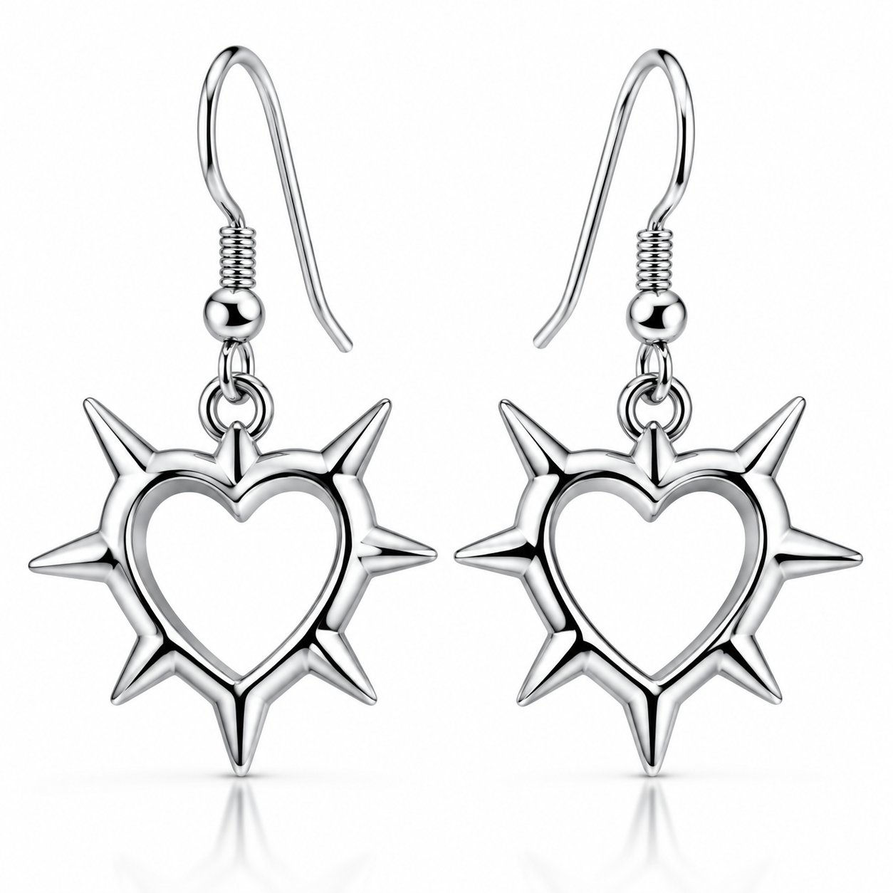 Starflare Spike Earrings - 316L Stainless Steel, Gunmetal